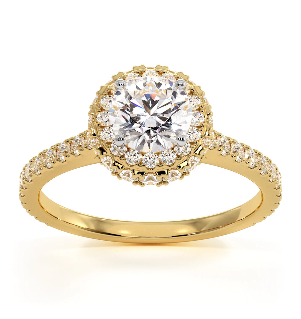 Valerie GIA Diamond Halo Engagement Ring in 18K Gold 1.40ct G/SI2