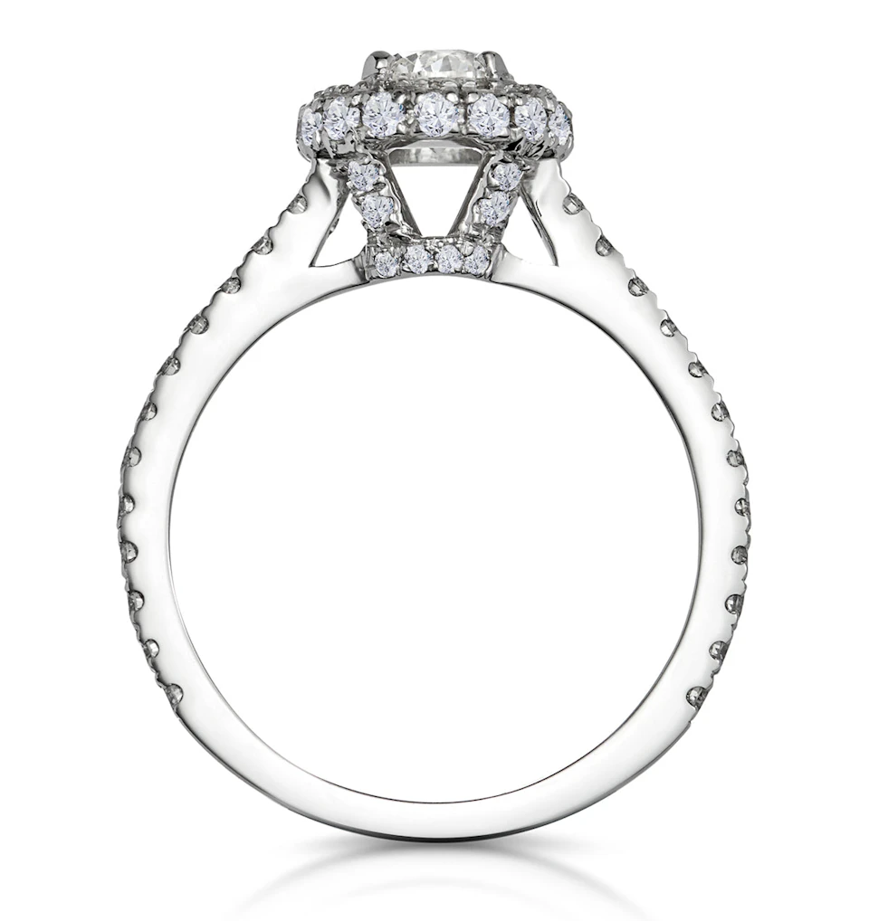 Valerie Diamond Halo Engagement Ring 18K White Gold 1.10ct G/SI2