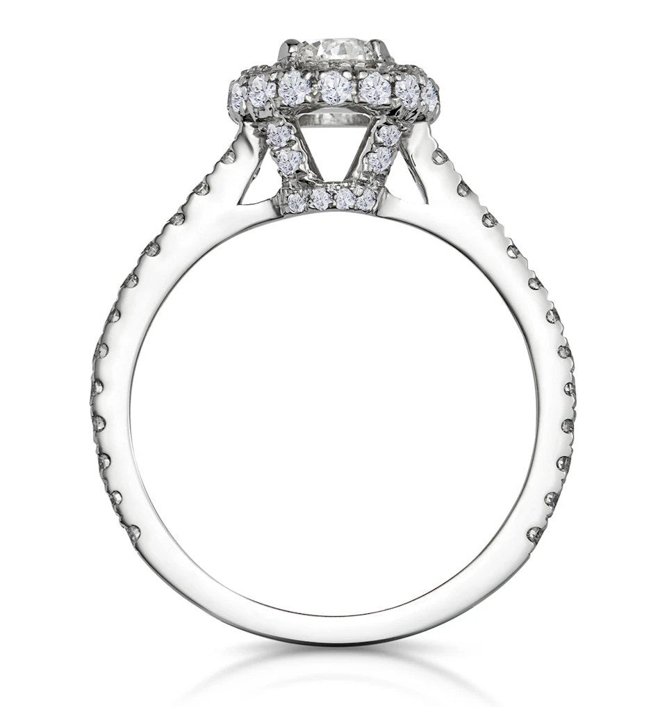 Valerie Diamond Halo Engagement Ring 18K White Gold 1.10ct G/VS1