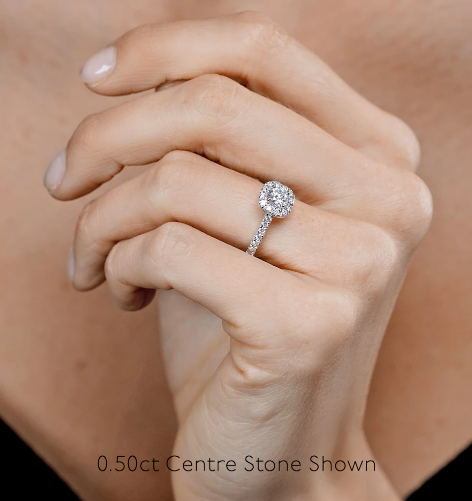Elizabeth Lab Diamond Halo Engagement Ring in Platinum 2.50ct F/VS1