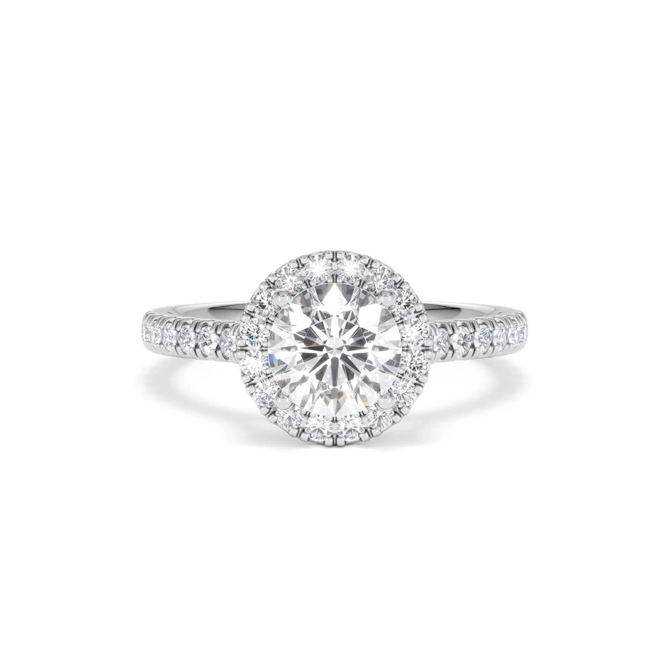Reina GIA Diamond Halo Engagement Ring in Platinum 1.80ct G/SI2