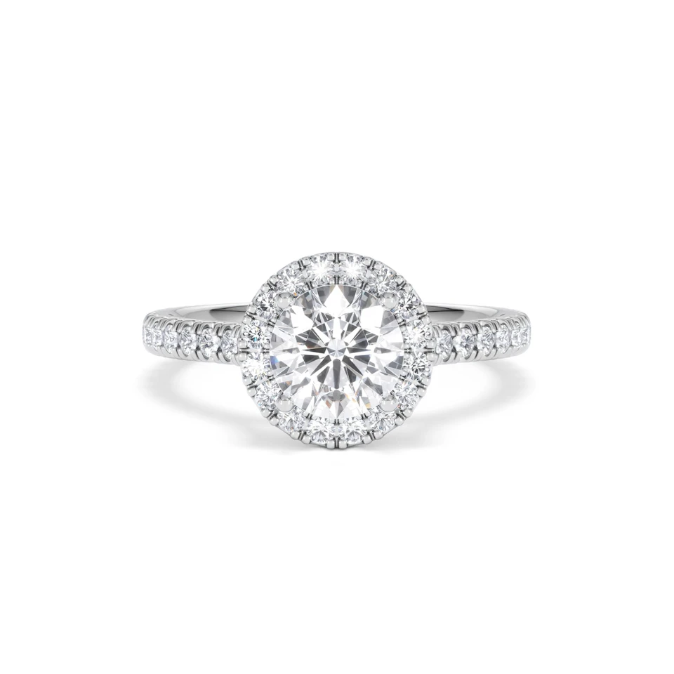 Reina Lab Diamond Halo Engagement Ring in 18K White Gold 1.80ct F/VS1