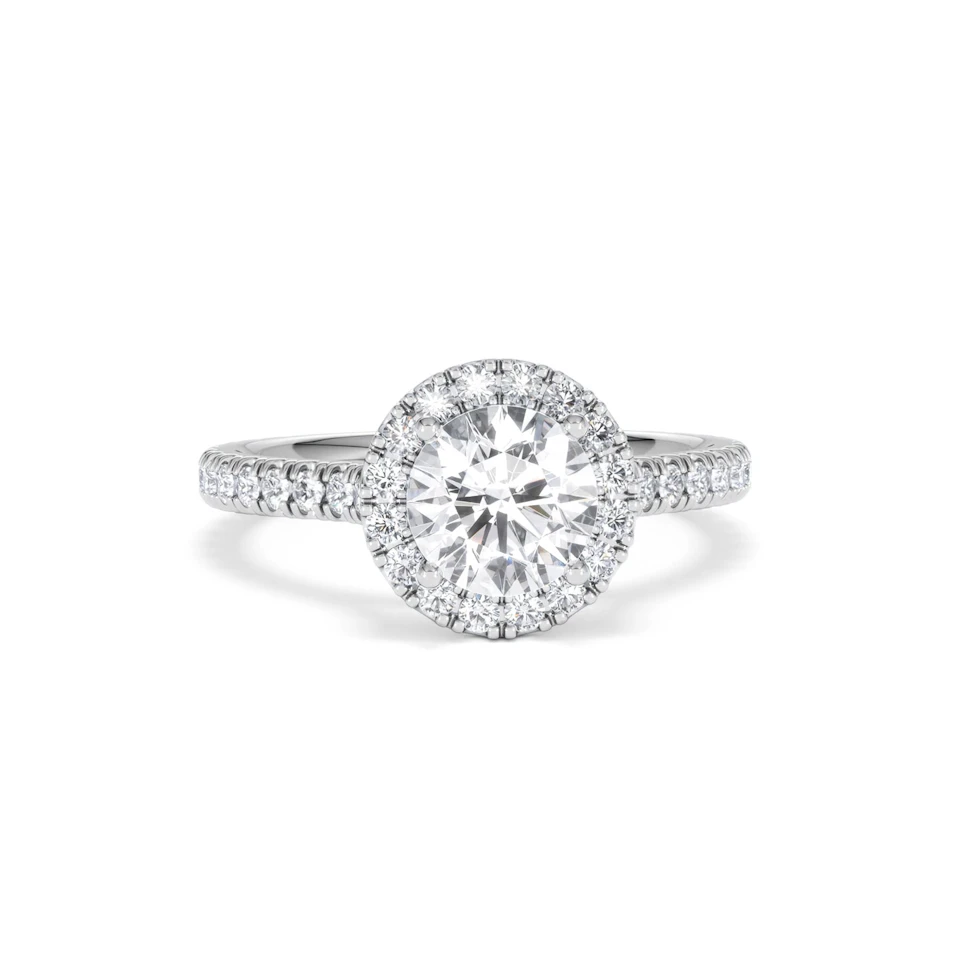 Reina GIA Diamond Halo Engagement Ring in Platinum 1.80ct G/SI2