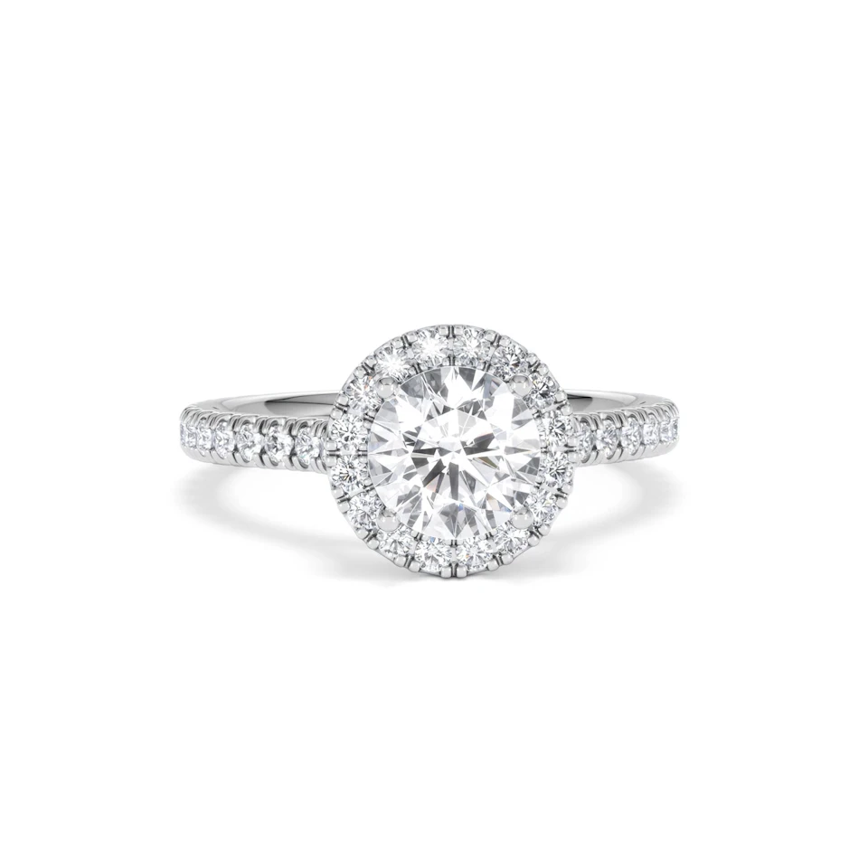Reina Lab Diamond Halo Engagement Ring in 18K White Gold 1.80ct F/VS1