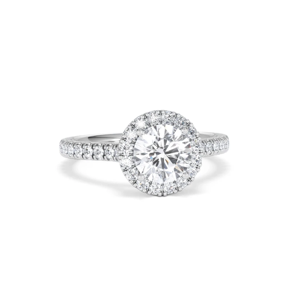 Reina Lab Diamond Halo Engagement Ring in 18K White Gold 1.80ct F/VS1