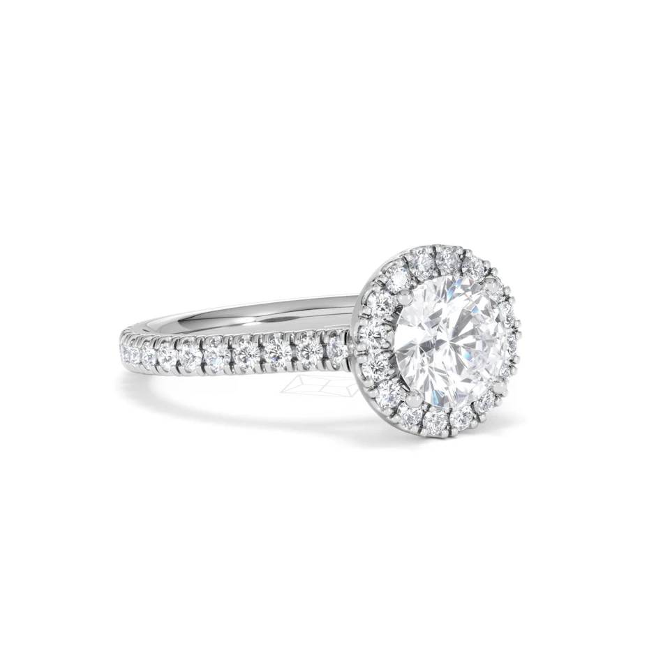 Reina Lab Diamond Halo Engagement Ring in 18K White Gold 1.80ct F/VS1