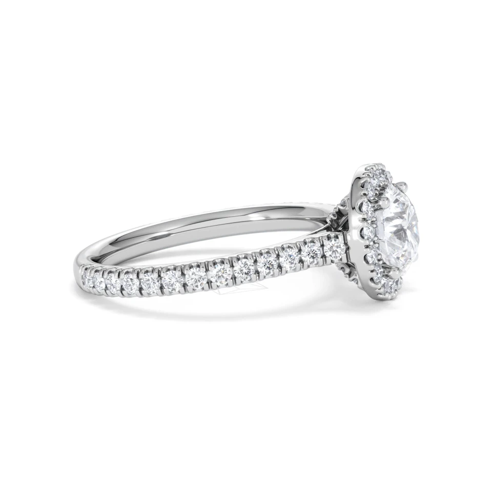 Reina Lab Diamond Halo Engagement Ring in 18K White Gold 1.80ct F/VS1