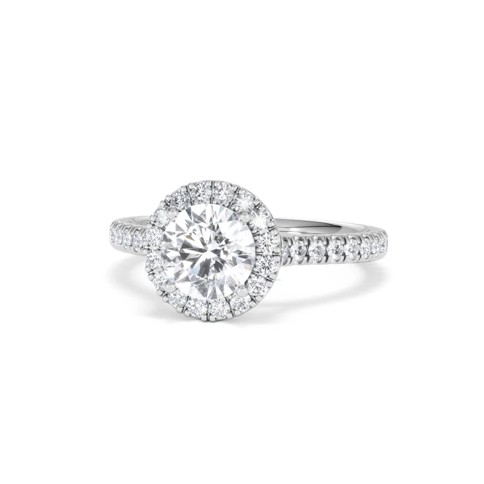 Reina Lab Diamond Halo Engagement Ring in 18K White Gold 1.80ct F/VS1