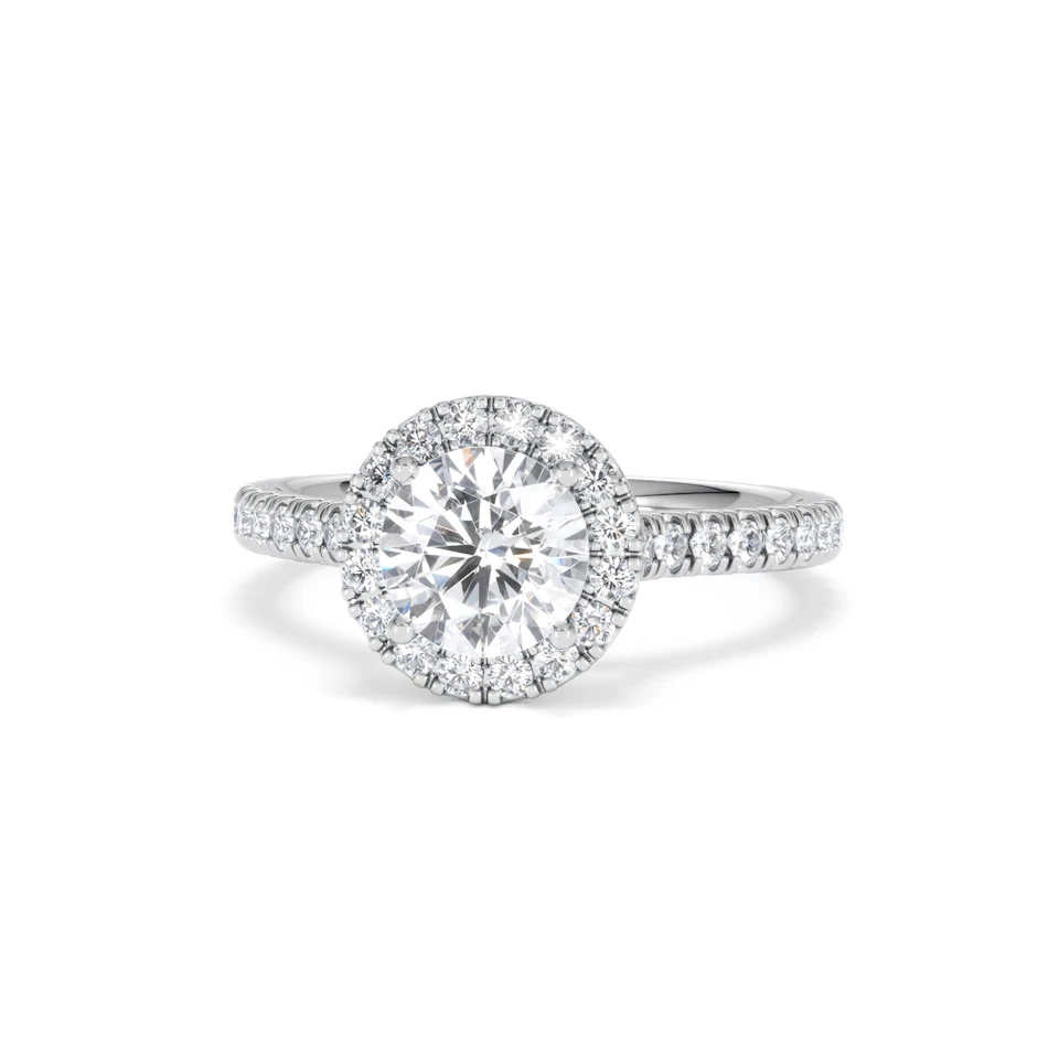 Reina Lab Diamond Halo Engagement Ring in 18K White Gold 1.80ct F/VS1