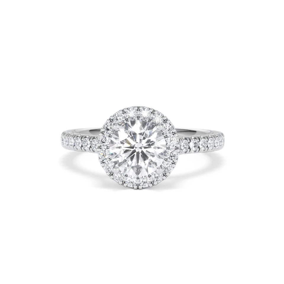Reina Lab Diamond Halo Engagement Ring in 18K White Gold 1.80ct F/VS1