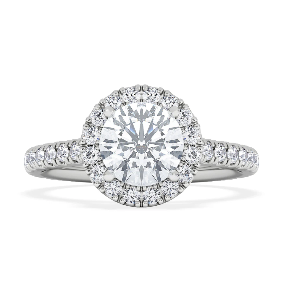 Reina Lab Diamond Halo Engagement Ring in 18K White Gold 1.80ct F/VS1