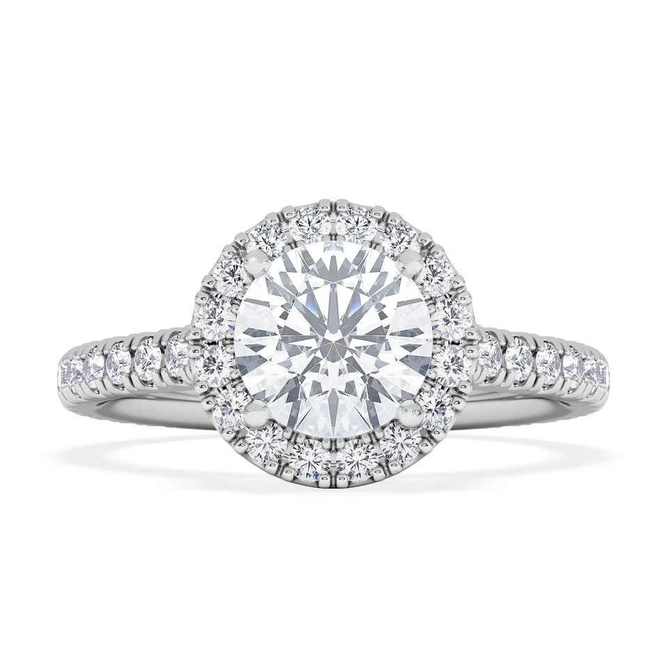 Reina GIA Diamond Halo Engagement Ring in Platinum 1.80ct G/SI2