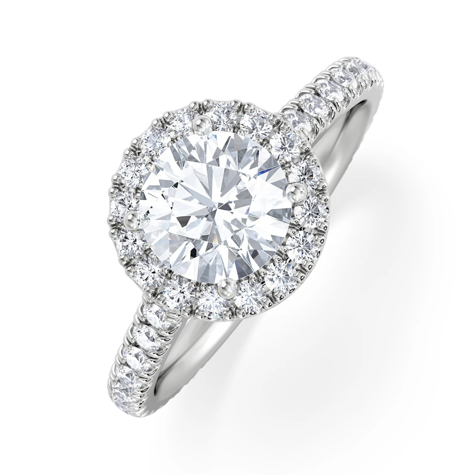 Reina Lab Diamond Halo Engagement Ring in 18K White Gold 1.80ct F/VS1