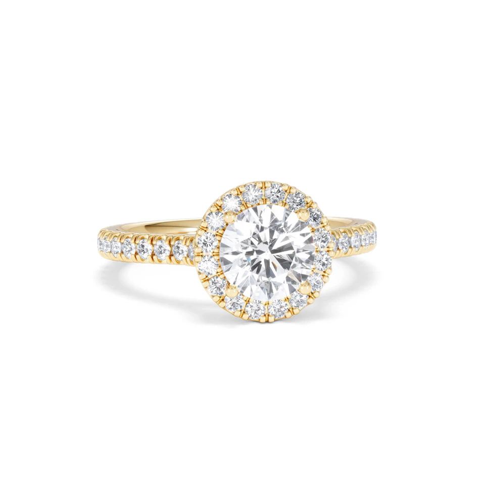 Reina Lab Diamond Halo Engagement Ring in 18K Gold 1.80ct F/VS1