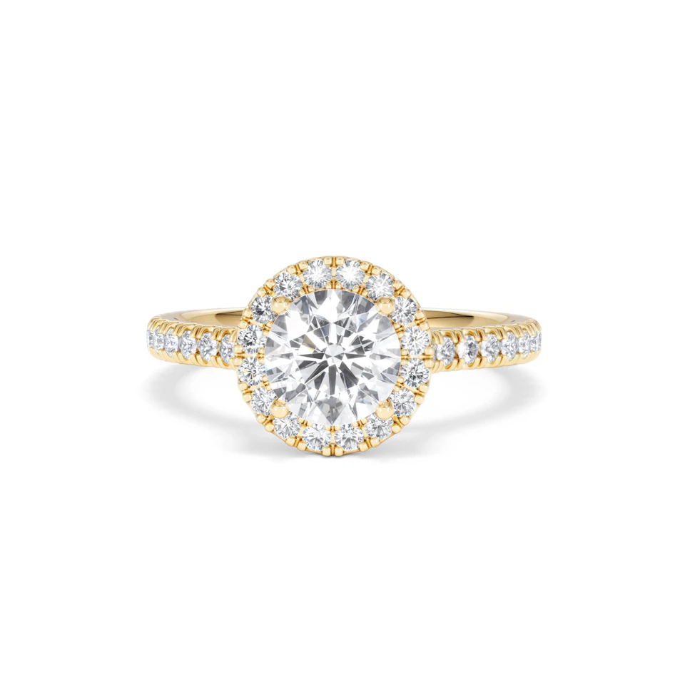 Reina Lab Diamond Halo Engagement Ring in 18K Gold 1.80ct F/VS1