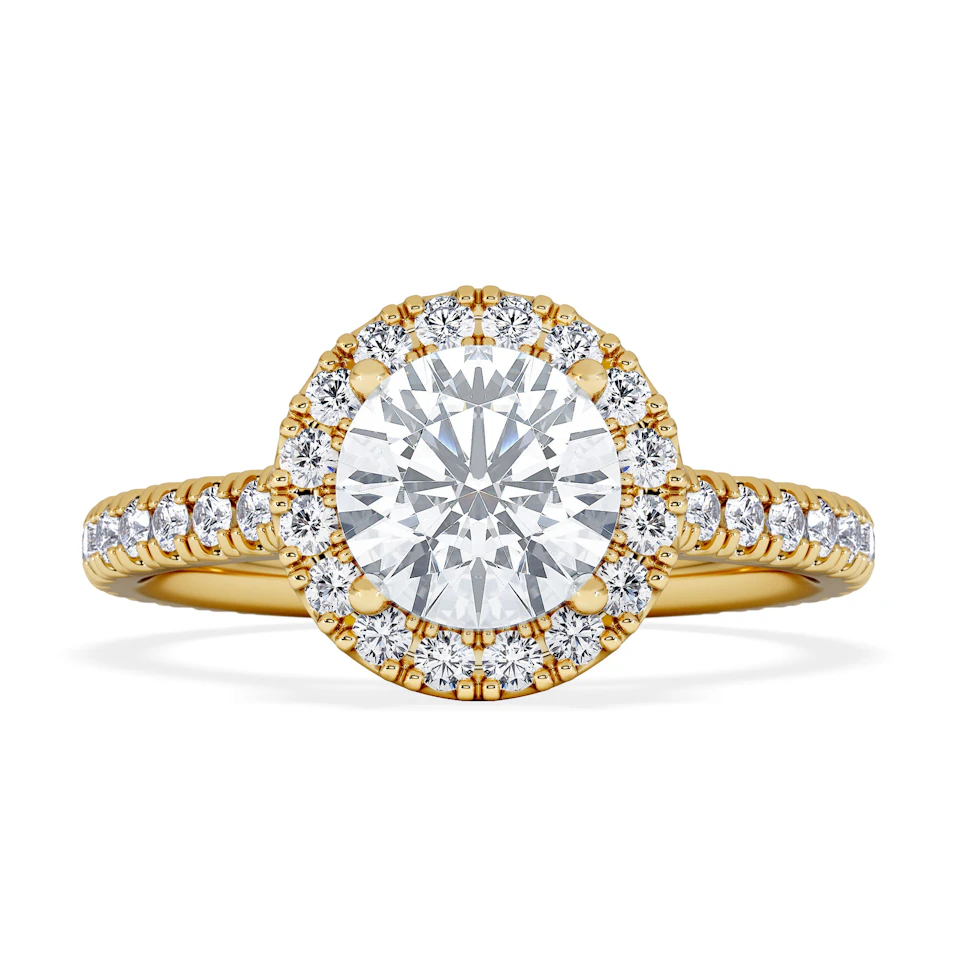 Reina Lab Diamond Halo Engagement Ring in 18K Gold 1.80ct F/VS1