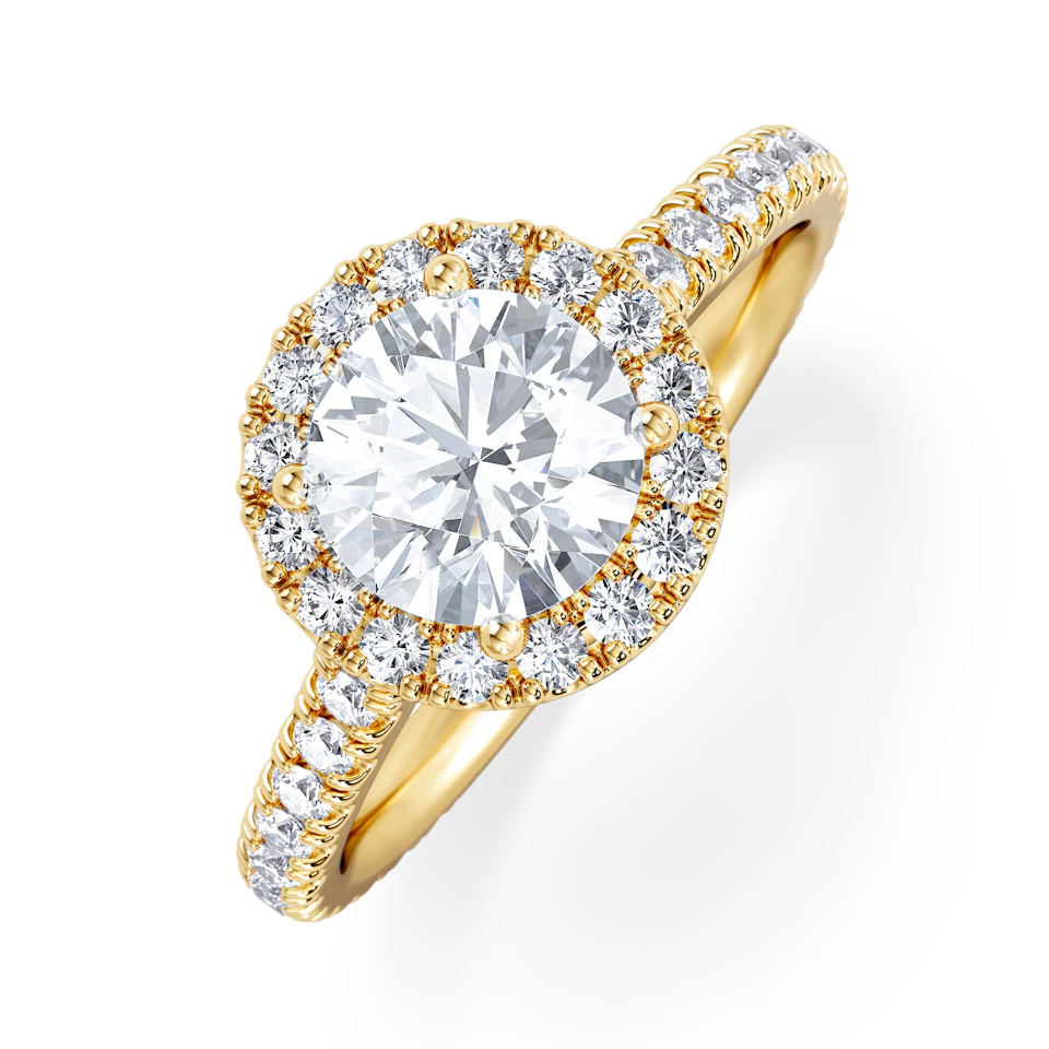 Reina Lab Diamond Halo Engagement Ring in 18K Gold 1.80ct F/VS1