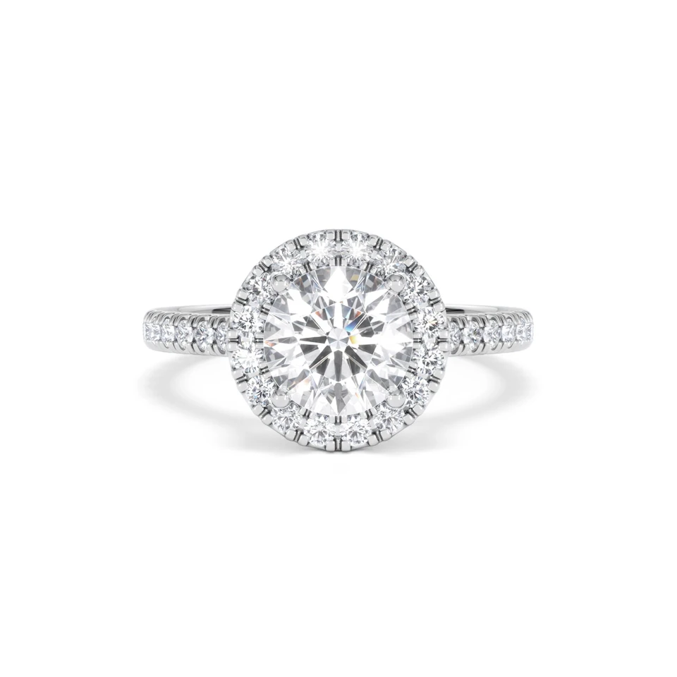 2.30ct Reina Lab Diamond Halo Engagement Ring in Platinum F/VS1