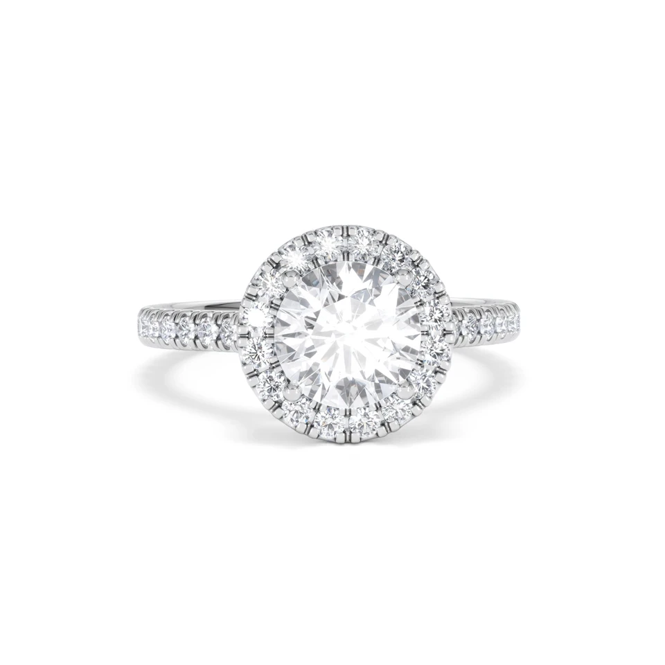 2.30ct Reina Lab Diamond Halo Engagement Ring in Platinum F/VS1