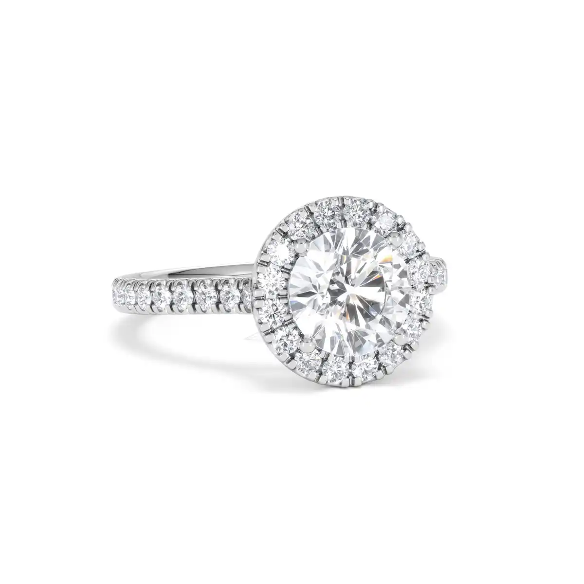 2.30ct Reina Lab Diamond Halo Engagement Ring in 18K White Gold F/VS1