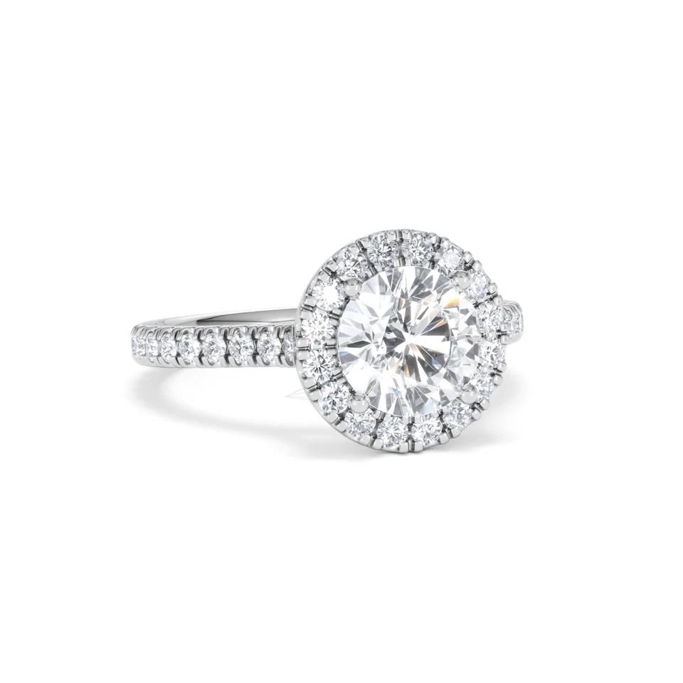 2.30ct Reina Lab Diamond Halo Engagement Ring in Platinum F/VS1