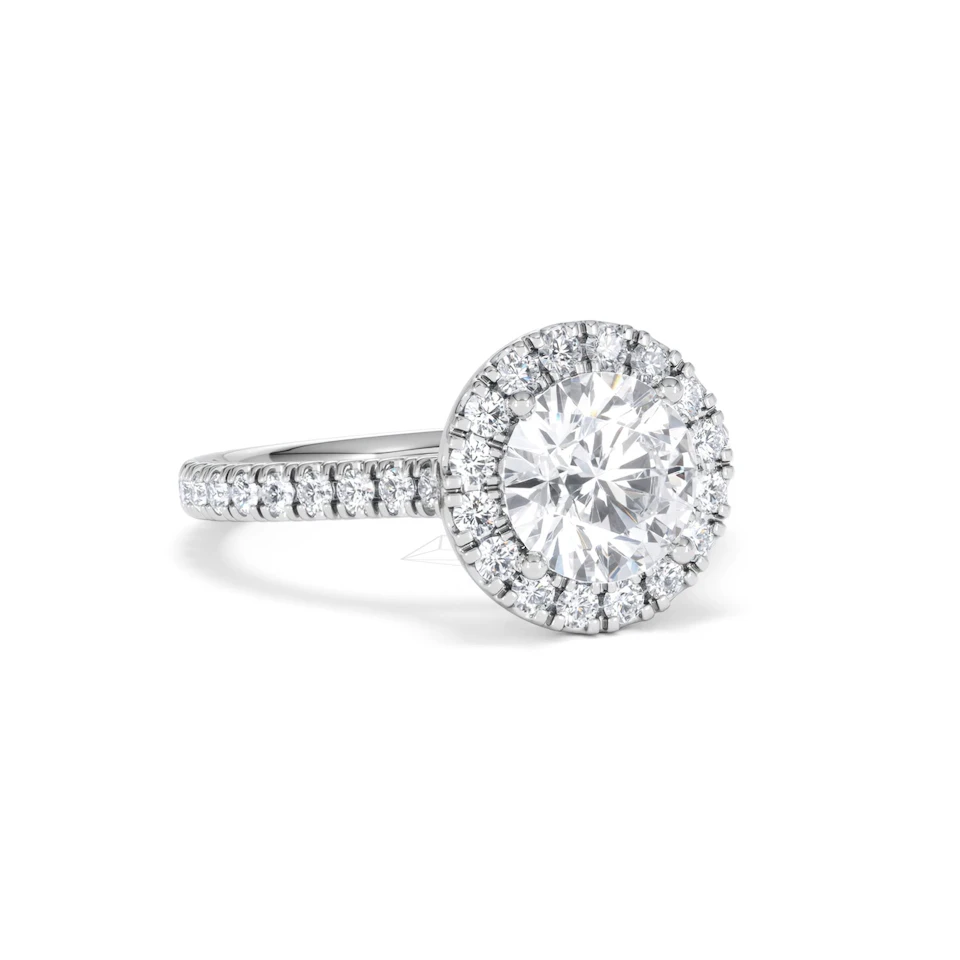 2.30ct Reina Lab Diamond Halo Engagement Ring in 18K White Gold F/VS1