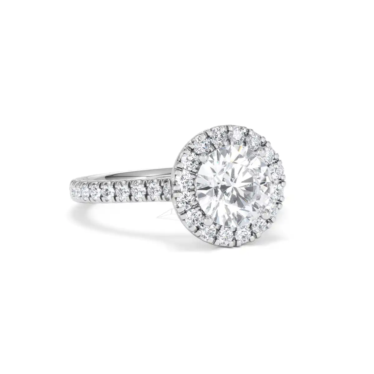 2.30ct Reina Lab Diamond Halo Engagement Ring in 18K White Gold F/VS1