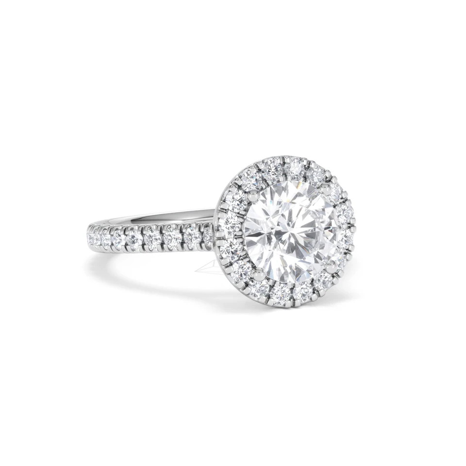 2.30ct Reina Lab Diamond Halo Engagement Ring in Platinum F/VS1