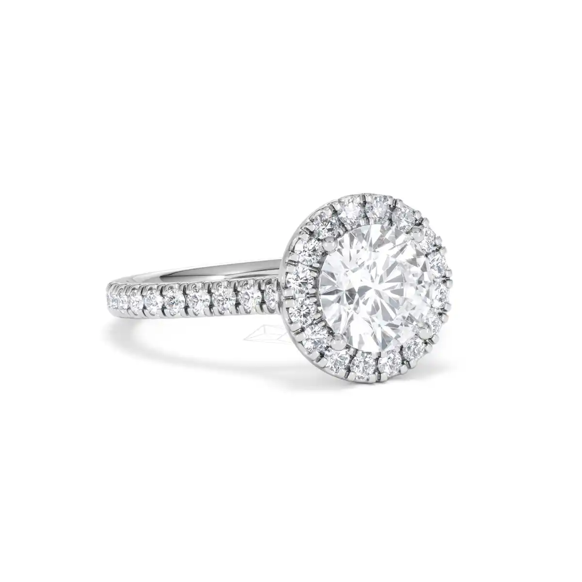 2.30ct Reina Lab Diamond Halo Engagement Ring in 18K White Gold F/VS1