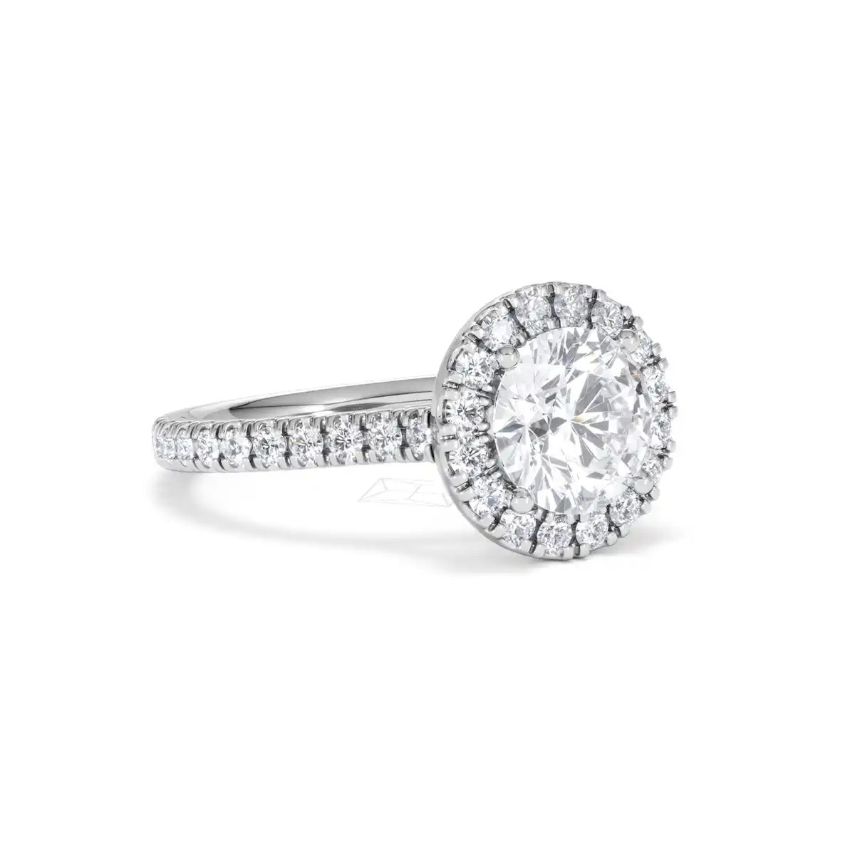2.30ct Reina Lab Diamond Halo Engagement Ring in 18K White Gold F/VS1