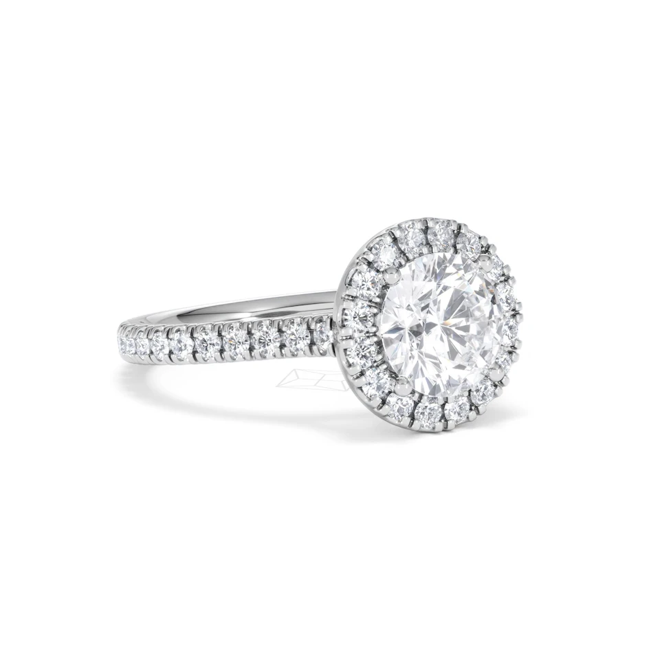 2.30ct Reina Lab Diamond Halo Engagement Ring in Platinum F/VS1
