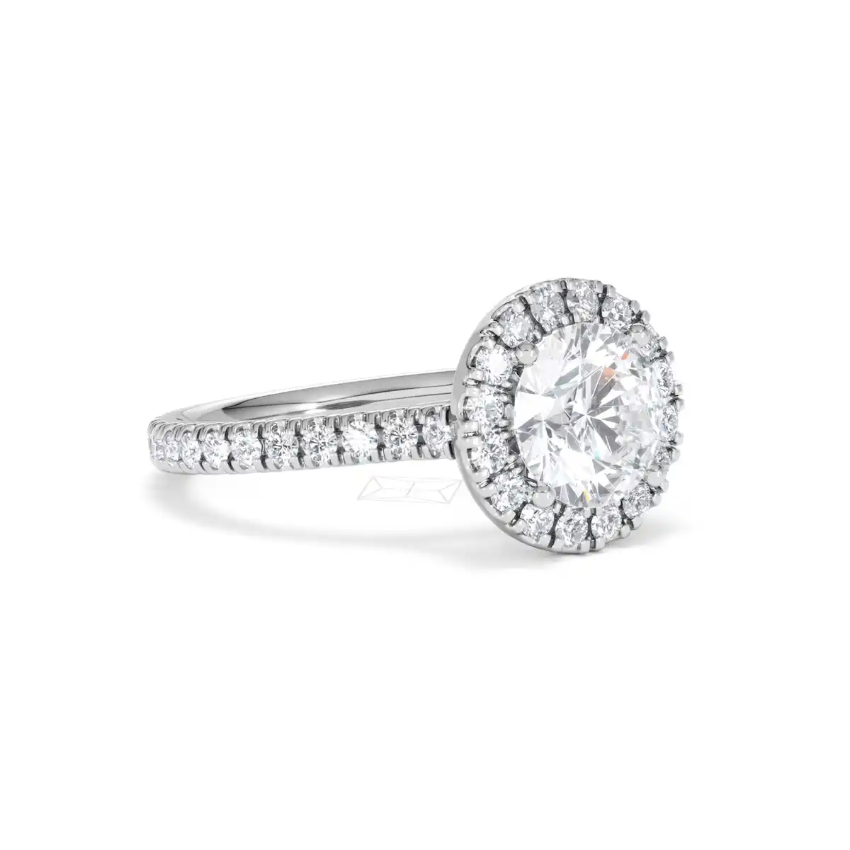 2.30ct Reina Lab Diamond Halo Engagement Ring in 18K White Gold F/VS1