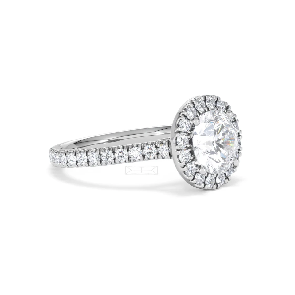 2.30ct Reina Lab Diamond Halo Engagement Ring in 18K White Gold F/VS1