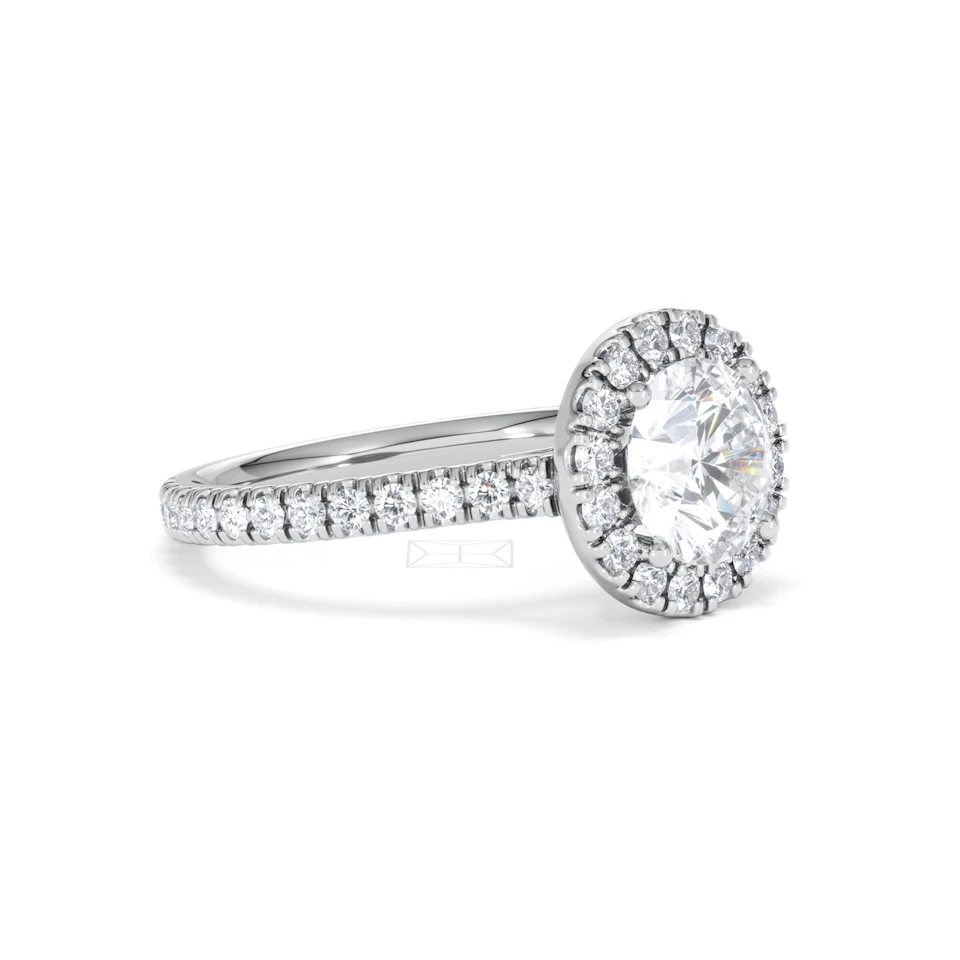 2.30ct Reina Lab Diamond Halo Engagement Ring in Platinum F/VS1