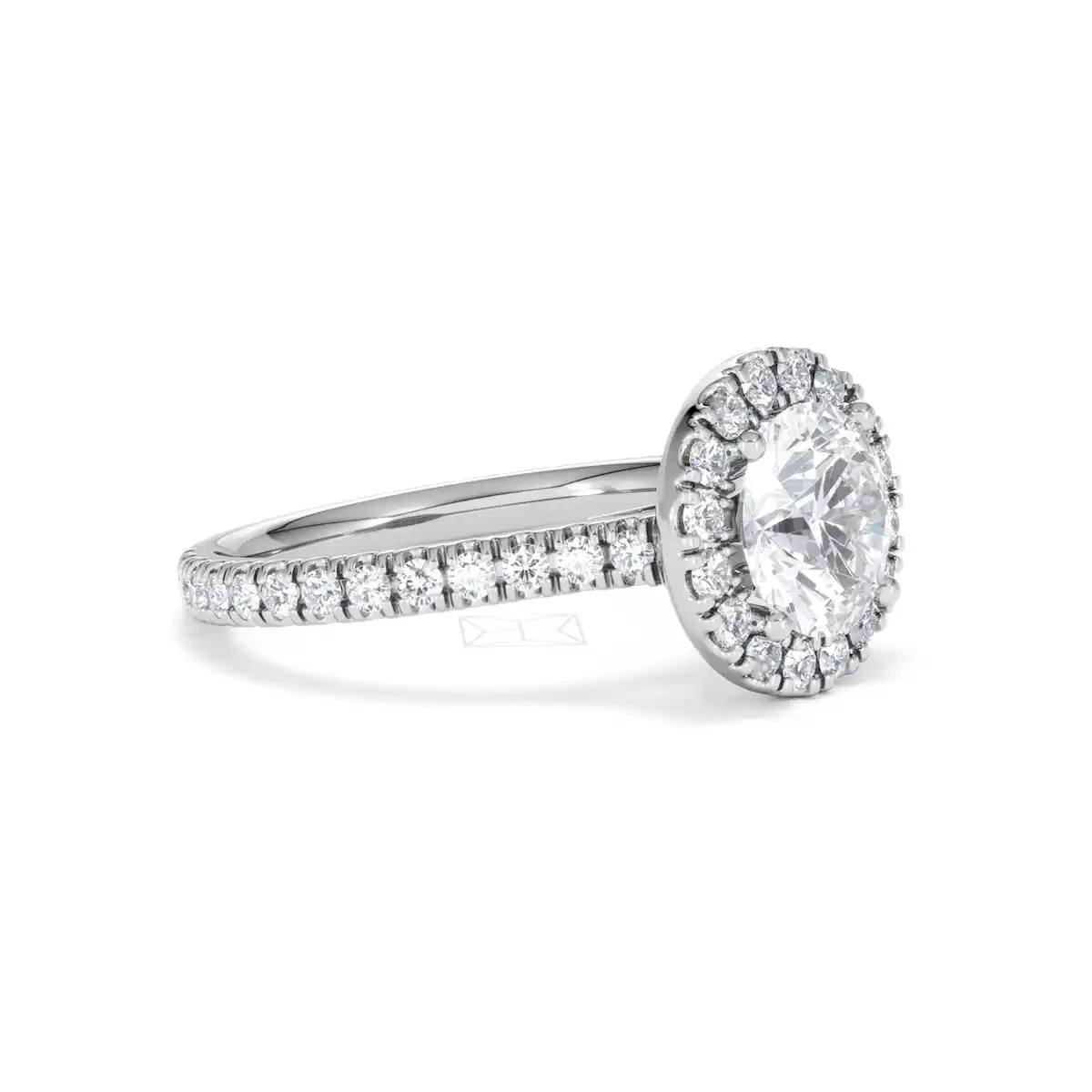 2.30ct Reina Lab Diamond Halo Engagement Ring in 18K White Gold F/VS1