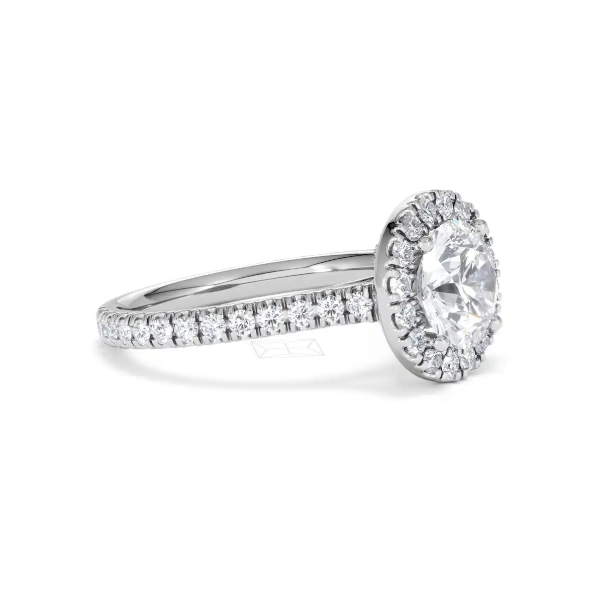 2.30ct Reina Lab Diamond Halo Engagement Ring in 18K White Gold F/VS1
