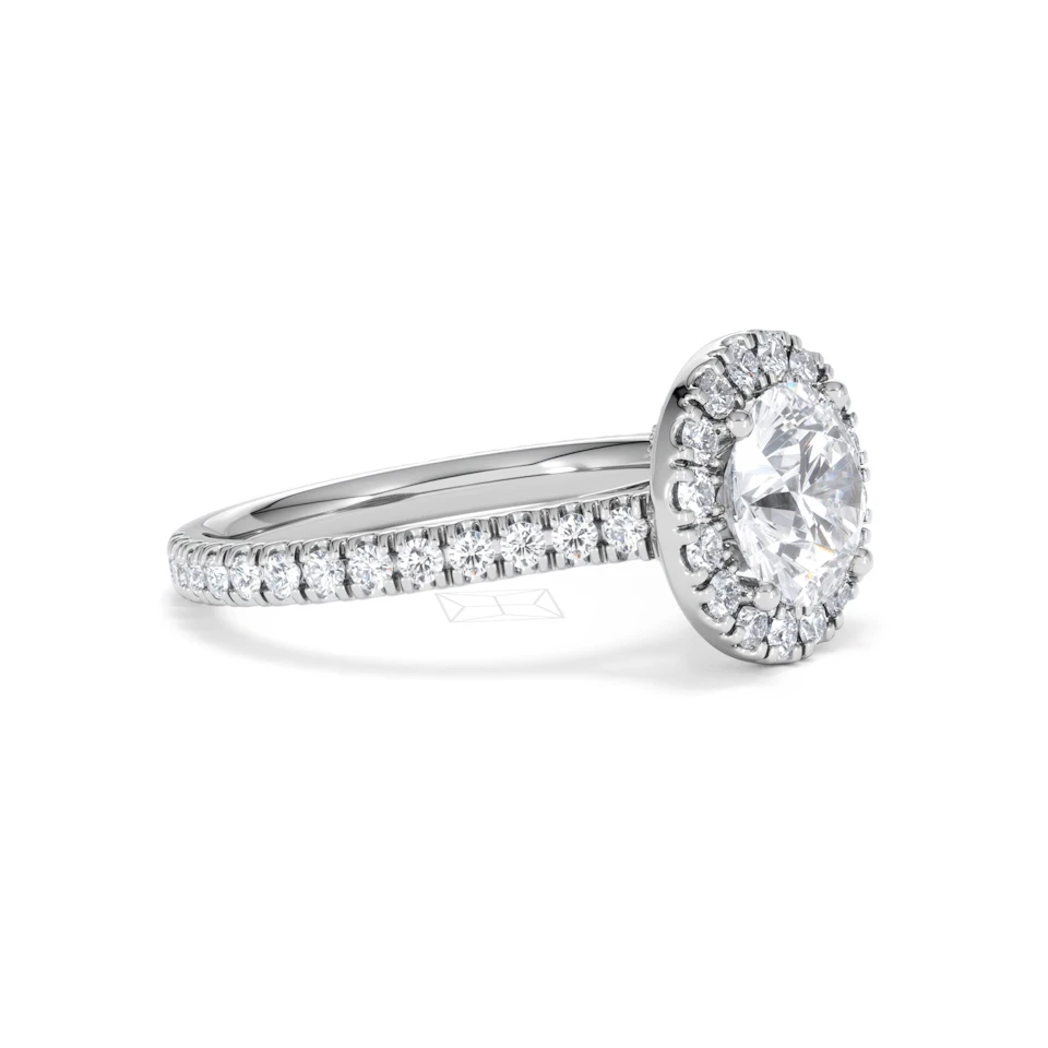 2.30ct Reina Lab Diamond Halo Engagement Ring in Platinum F/VS1