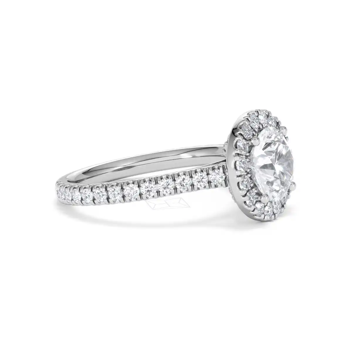 2.30ct Reina Lab Diamond Halo Engagement Ring in 18K White Gold F/VS1