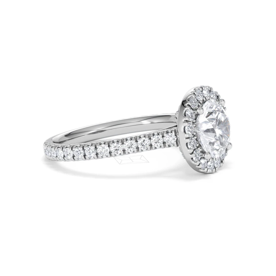 2.30ct Reina Lab Diamond Halo Engagement Ring in Platinum F/VS1