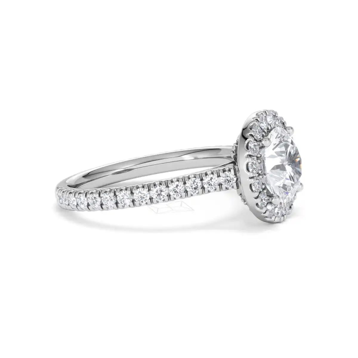 2.30ct Reina Lab Diamond Halo Engagement Ring in 18K White Gold F/VS1
