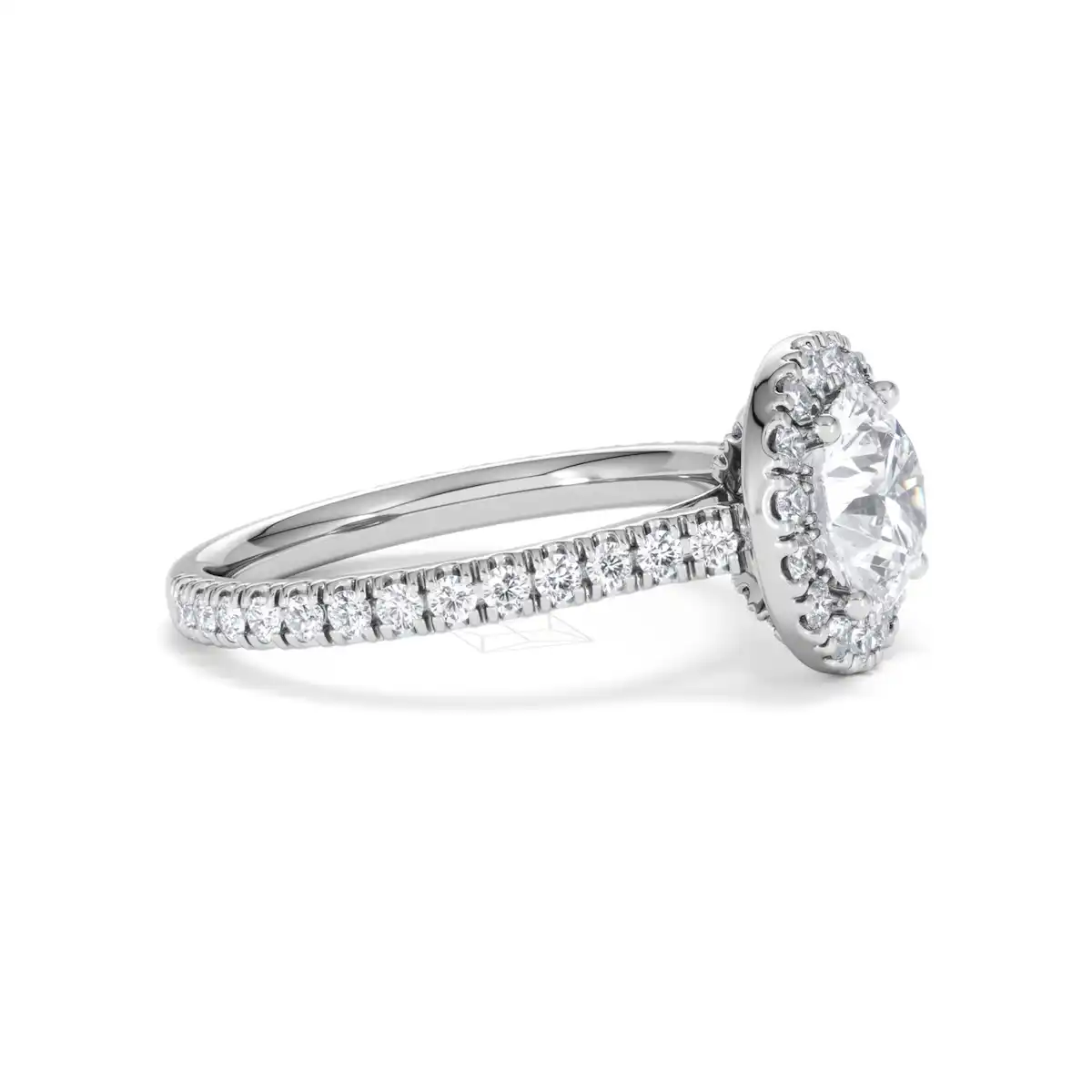 2.30ct Reina Lab Diamond Halo Engagement Ring in 18K White Gold F/VS1