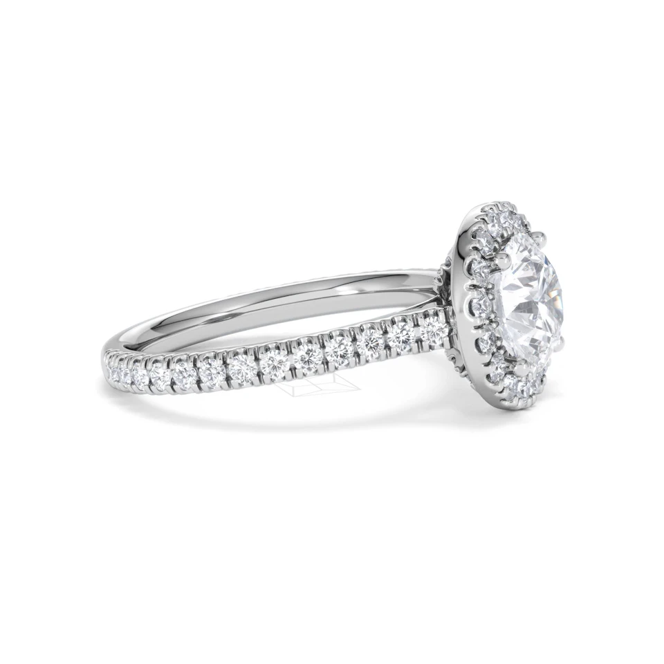 2.30ct Reina Lab Diamond Halo Engagement Ring in Platinum F/VS1