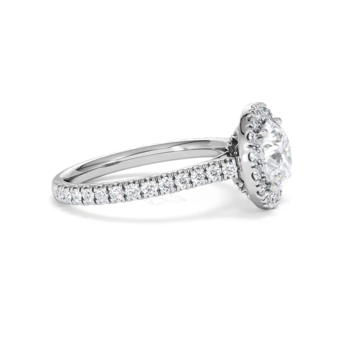 2.30ct Reina Lab Diamond Halo Engagement Ring in 18K White Gold F/VS1