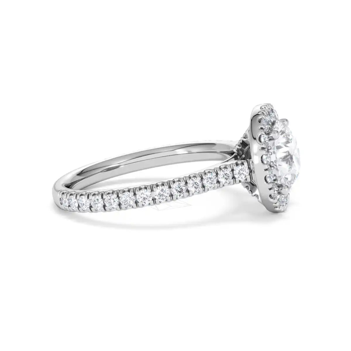 2.30ct Reina Lab Diamond Halo Engagement Ring in 18K White Gold F/VS1
