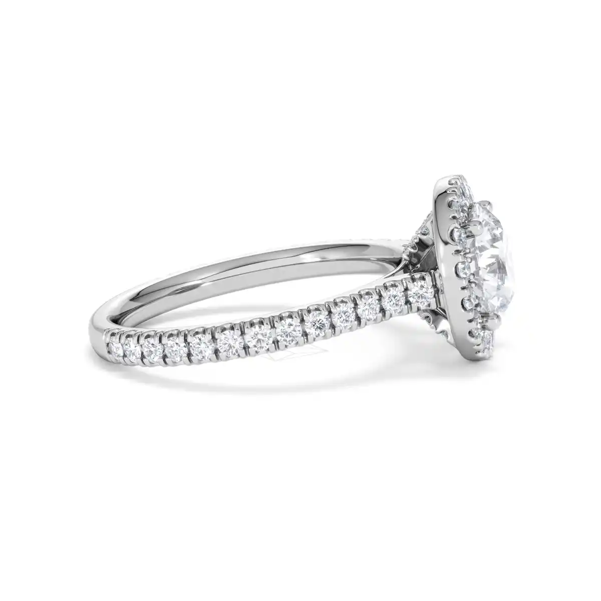 2.30ct Reina Lab Diamond Halo Engagement Ring in 18K White Gold F/VS1