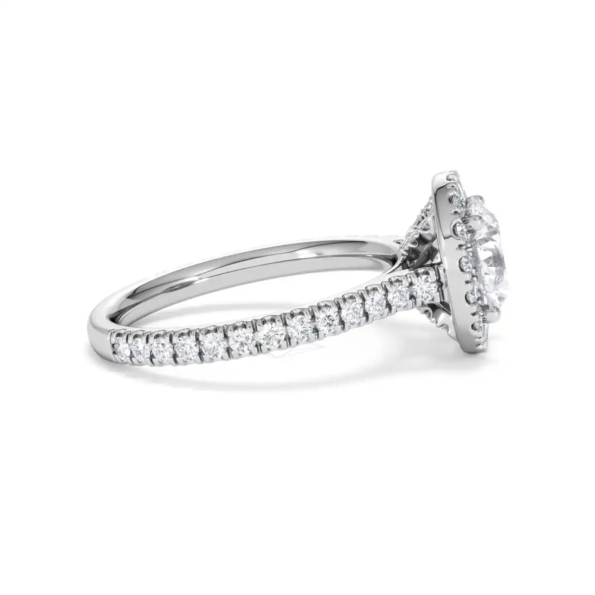 2.30ct Reina Lab Diamond Halo Engagement Ring in 18K White Gold F/VS1