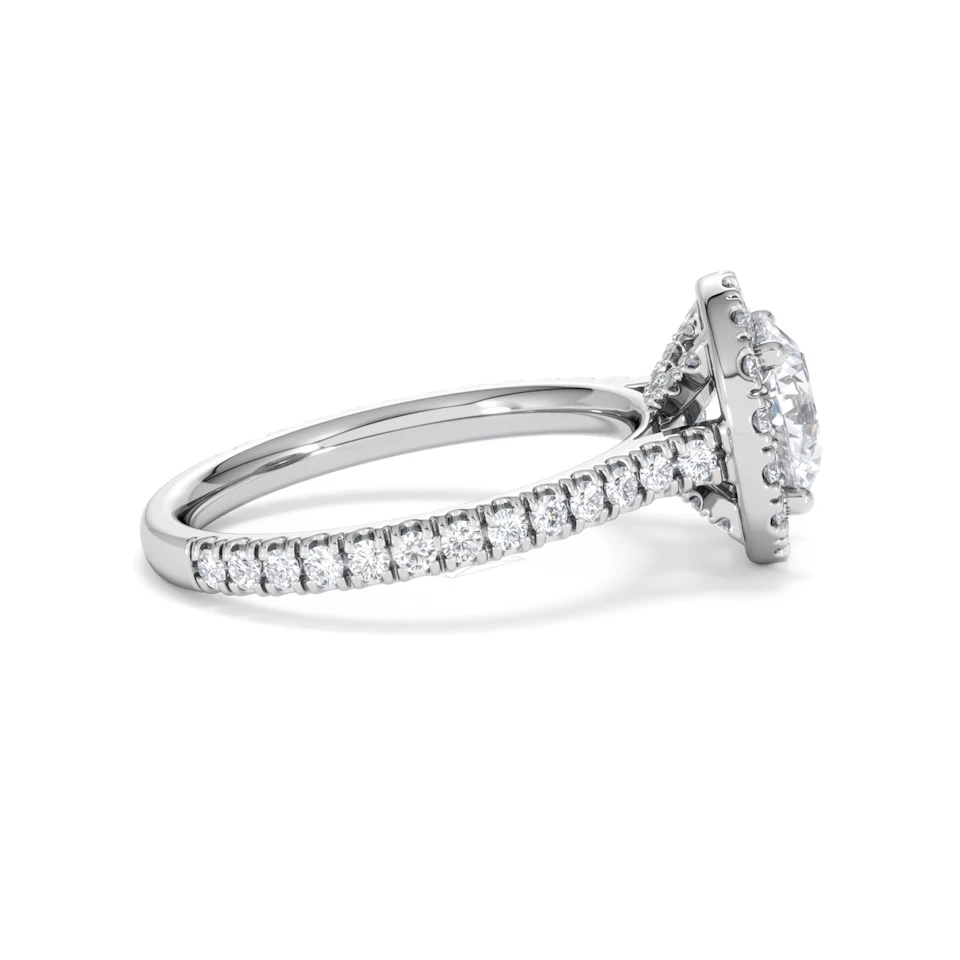 2.30ct Reina Lab Diamond Halo Engagement Ring in 18K White Gold F/VS1