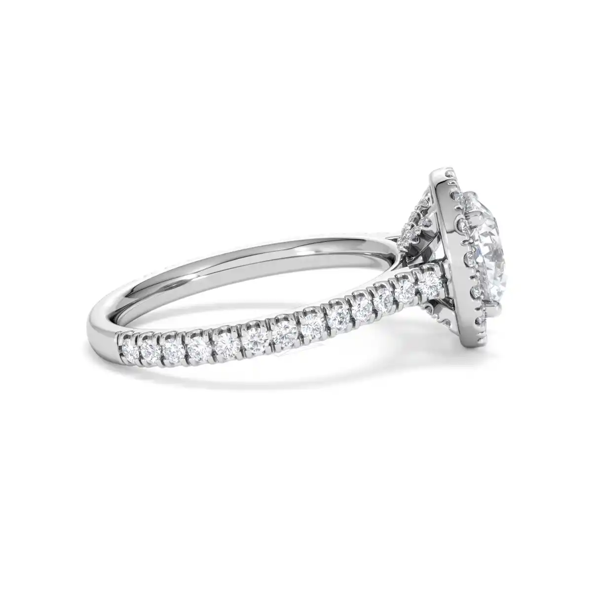 2.30ct Reina Lab Diamond Halo Engagement Ring in 18K White Gold F/VS1