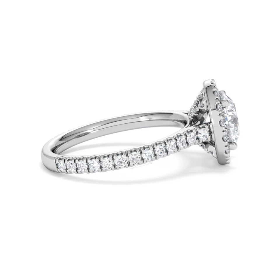 2.30ct Reina Lab Diamond Halo Engagement Ring in Platinum F/VS1