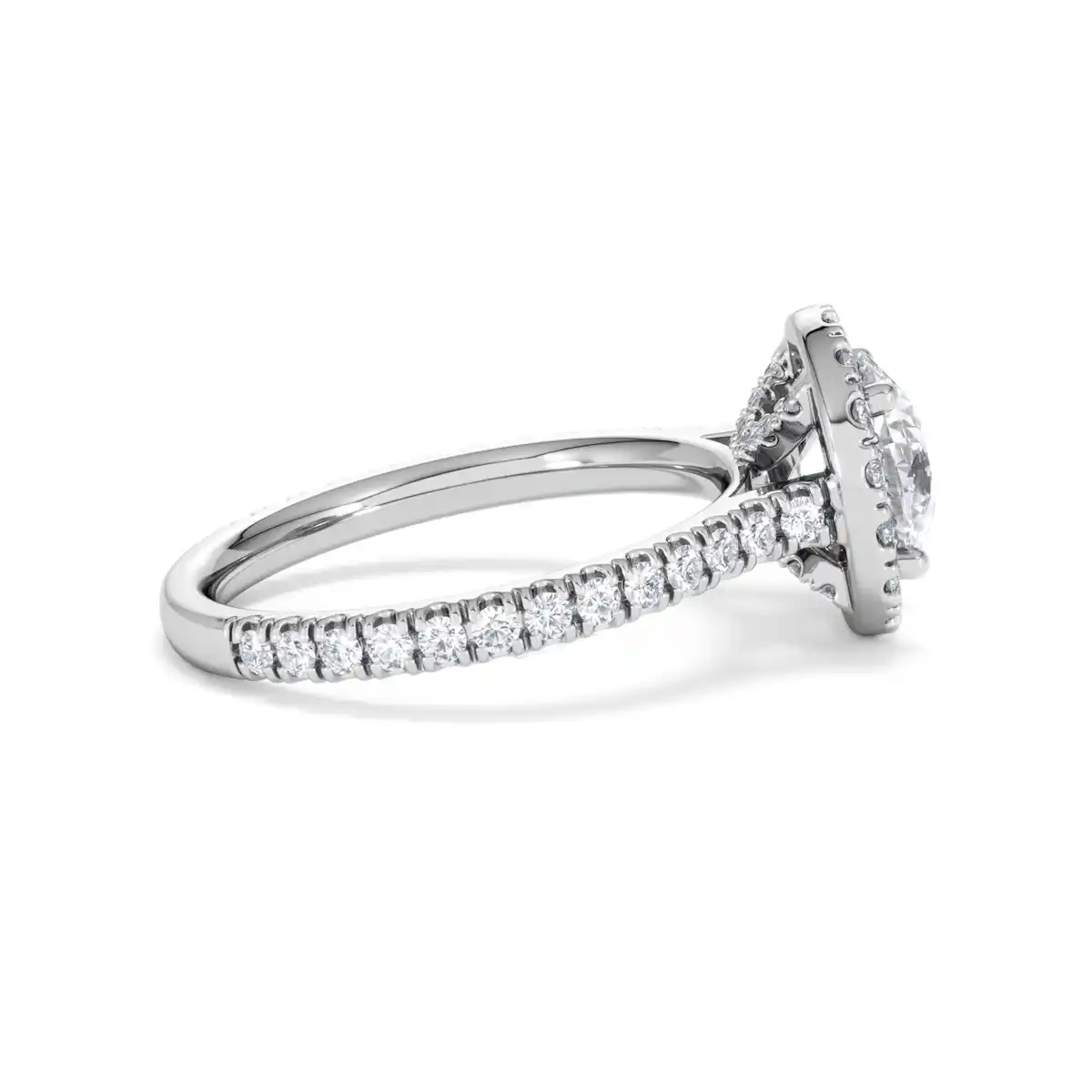 2.30ct Reina Lab Diamond Halo Engagement Ring in 18K White Gold F/VS1